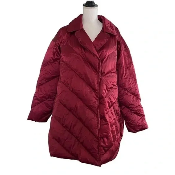 Women's Plus Size Puffer Jacket Ava Viv Berry Red